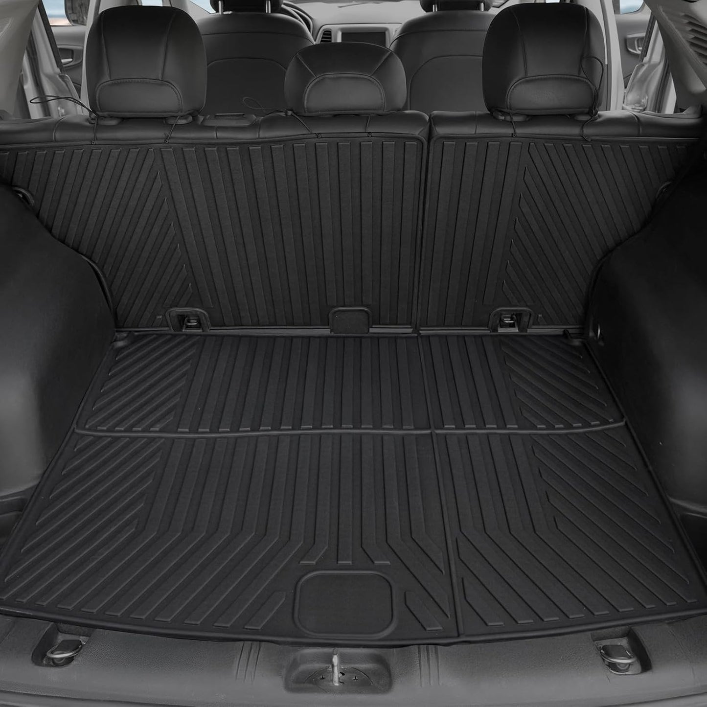 Floor Mats Set for 2017-2025 Jeep Compass Accessories(New Body Style 2nd Generation), Full Coverage All Weather Floor Mats with Cargo Mat TPE Includes Backrest Protectors & Door Sill Guards