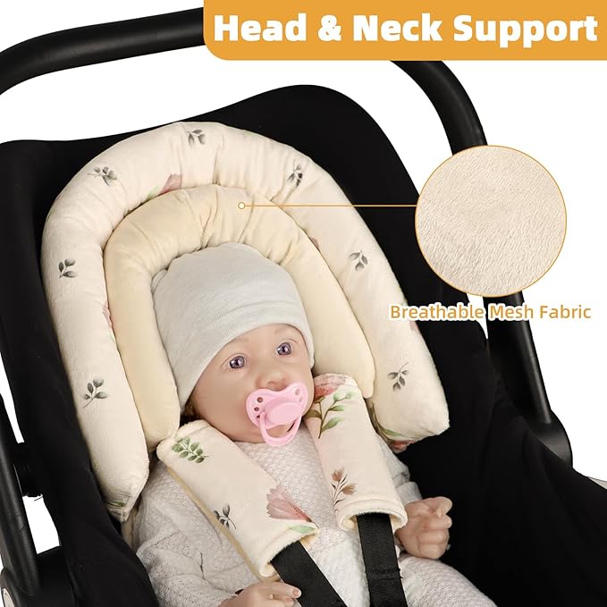 SWESEN Baby Car Seat Cover/Insert, Summer Carseat Covers Baby Girl, Easy Access carseat Canopy Snug Fit Baby Stroller, Dual-Layer Protection, Cooling Mesh & Roll-Up Sun Shade, Floral