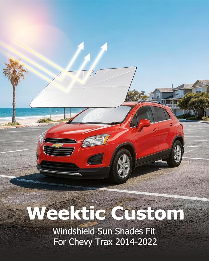Weektic Custom Windshield Sun Shade Umbrella for Chevy Trax 2014-2022, [Double Thickened Ice Crystal Coating] Sun & Heat Protection, Keep Vehicle Cool & Protect Interior