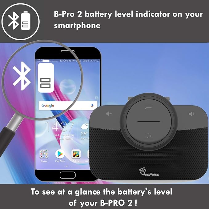 Car Speakerphone B-PRO 2B Hands-Free kit, 6W Hi-Fi Speakers, with Bluetooth Automatic multipoint Cellphone Connection