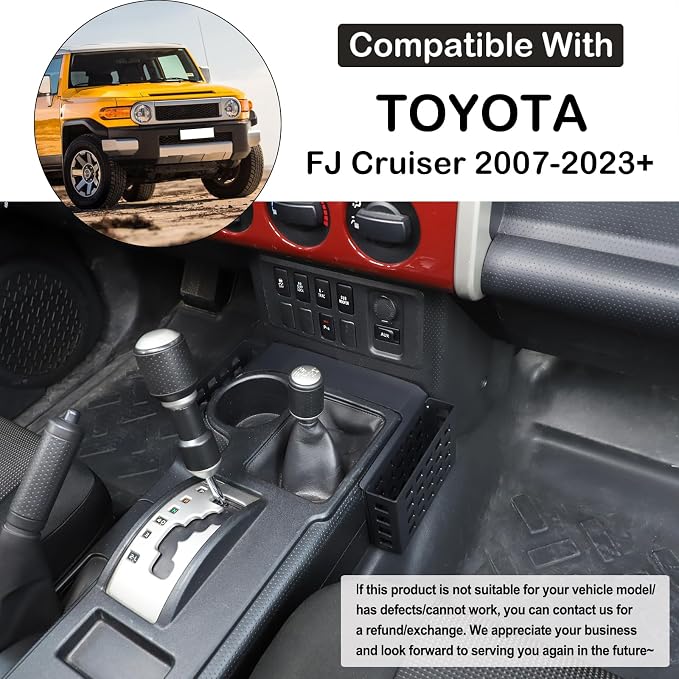 Aunginsy Center Console Gear Storage Box Basket Fit Toyot@a FJ Cruiser 2007-2024 Aluminum Gear Shift Side Storage Baskets Center Console Organizer Tray Armrest Storage Box Basket Interior Accessories