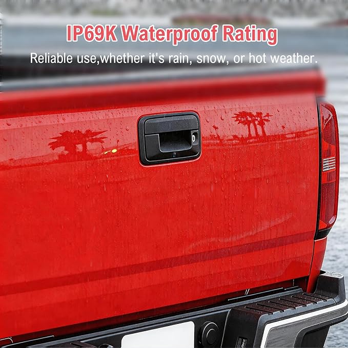 Tailgate Handle Backup Camera Rear View Camera for Silverado Sierra 1500 2014-2018 for Sierra 2500HD 3500HD Canyon 2015-2018 RCA Input Reverse Camera, IP69K Waterproof for Trucks