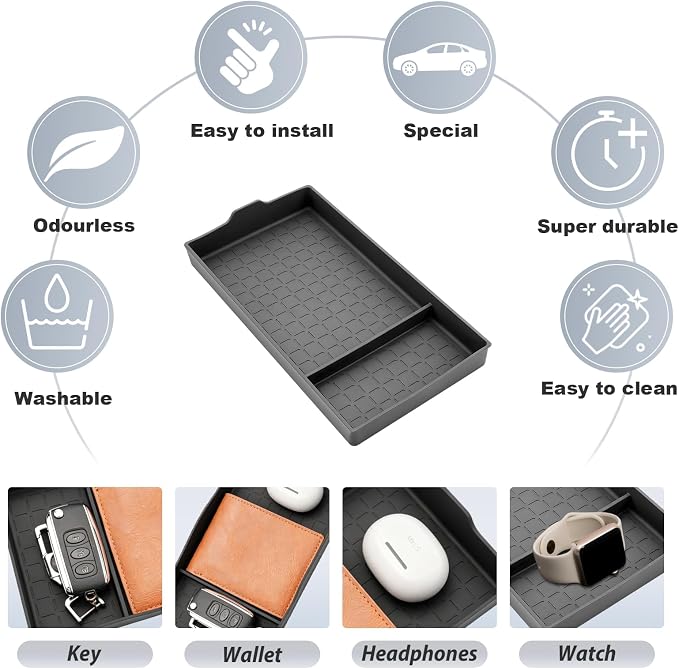 SKTU 2026 RAV4 Center Console Mat for 2026+ Toyota RAV4 (LE/SE/XLE Premium/Woodland/XSE/Limited) Center Console Mat Toyota RAV4 2026 Accessories Rubber Non-Slip Center Console Pad