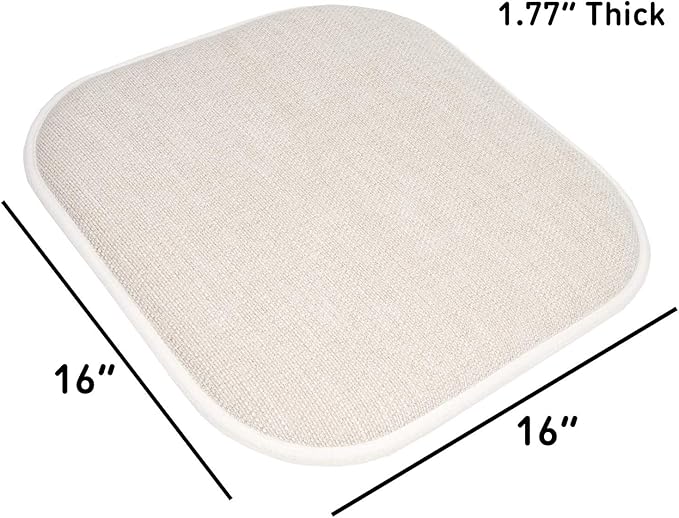 Sweet Home Collection Chair Cushion Memory Foam Pads Honeycomb Pattern Slip Non Skid Rubber Back Rounded Square 16" x 16" Seat Cover, 12 Pack, Alexis Linen/Beige