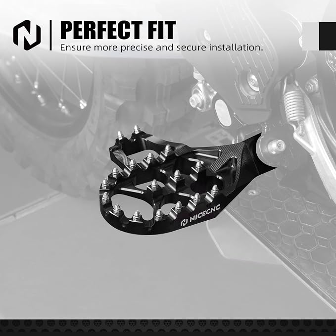 NICECNC Footrests Foot Pegs Motorcycle Compatible with KTM 125-500 XC SX XCF SXF 2023-2024 125-500 EXC EXCF XCW 2024, Compatible with Husqvarna 125-450 FC FX TX TC 2023-2024 125-501 TE FE 2024, Black