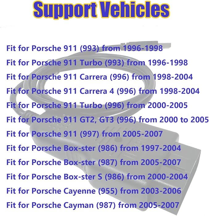 OBD2 ECU Scanner Tool for Porsche Piwis Diagnostic Cable,Support Most of for Porsche 911/Cayenne/Box-ster Vehicle from 1996-2007 Models,Work with Windows XP Durametric V3.0.15.0 Software