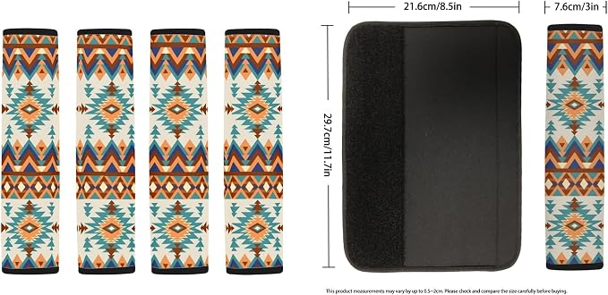 Aztec Tribal Seat Covers Full Set with Steering Wheel Cover, Shoulder Pads, Bucket Seat Covers Car Accessories Universal Fit for Most Cars, Off White and Orange