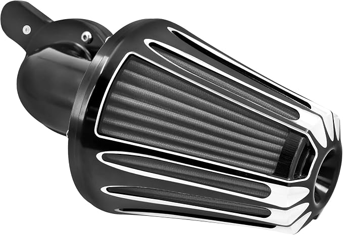 Motorcyle Air Cleaner Filter CNC 90° Forward-Facing Kit Fit for Harley Softail Touring Trike Sportster XL Dyna (Black Housing Grey Element, B For Touring 00-07,Softail 00-15,Dyna 00-17)