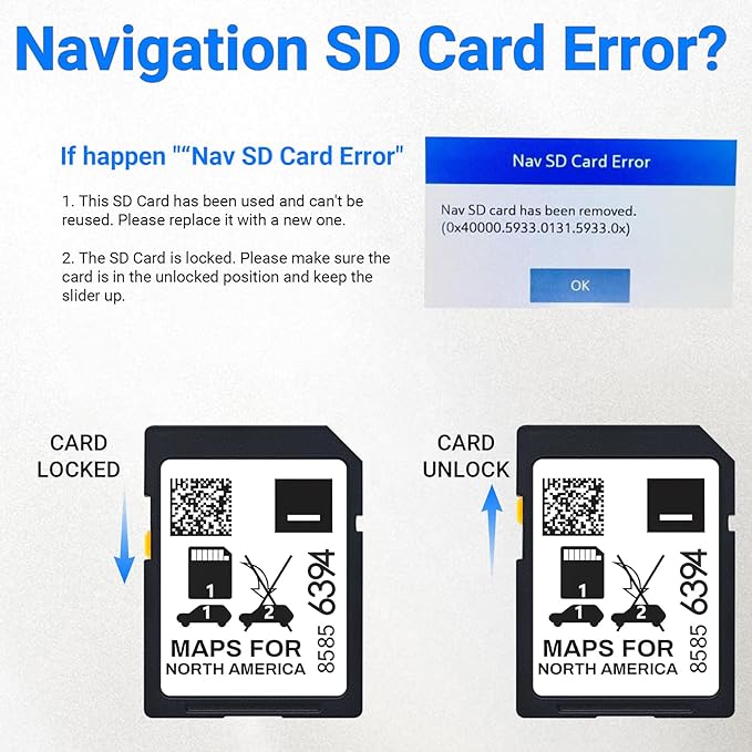 2026 Latest Navigation SD Card Fits for Chevrolet Cadillac Buick GMC Most Models | Accessories Part Number 8585 6394 | Maps Cover USA Canada Mexico | INFO 3 Map Update-V.2024