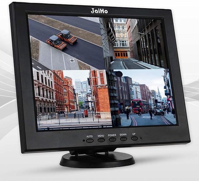 JaiHo 12-Inch 4:3 Security Monitor, 800x600 No Image Stretching CCTV Screen with Metal Housing, BNC HDMI VGA AV USB Input, Industrial Display with Built-in Speakers Remote Control & VESA Mount