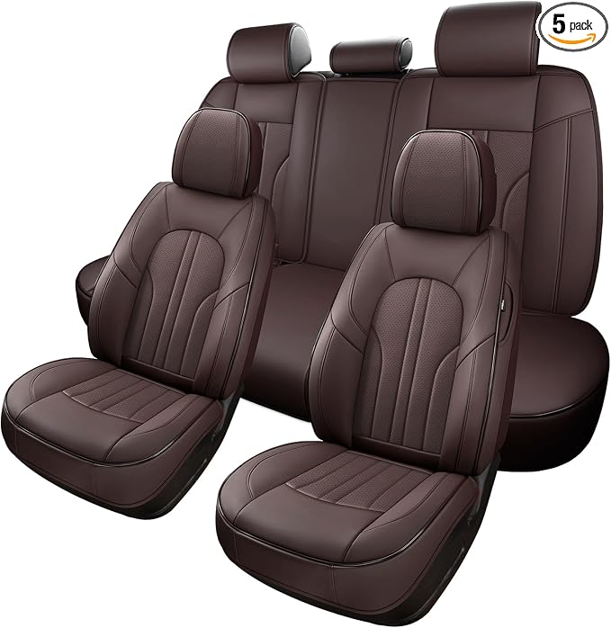 MINGBRON Car Seat Covers,Car Seat Protector Waterproof,Seat Covers Full Set, Car Seat Protectors,Automotive Seat Covers Fit for Most Cars Brown