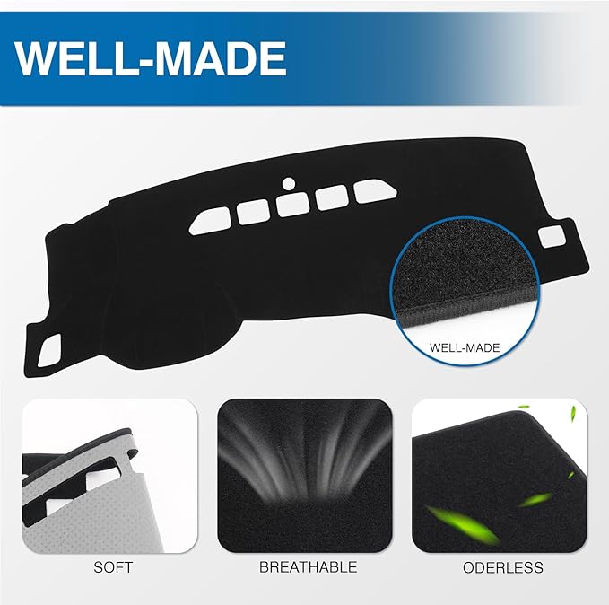 KUST Black Dash Cover for 2007-2013 Chevy Silverado/GMC Sierra/Chevy Avalanche/GMC Yukon/GMC Yukon XL/Chevrolet Tahoe/Suburban (Only Fit 2 Glove Box Dashboard)