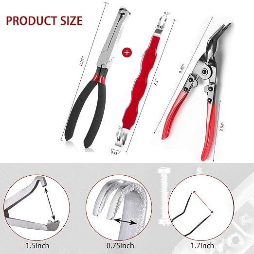 LUOWPZI 3 Pieces Electrical Disconnect Pliers for Cars, Automotive Electrical Plug Connector Disconnect Tool and Connector Separator and Interior Upholstery Trim Clip Pliers Remover Tool