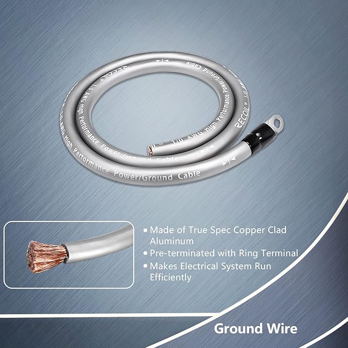Recoil RBG3 True Spec 1/0 Gauge Wire Big 3 Amp Wiring Upgrade Kits for Car Audio Systems