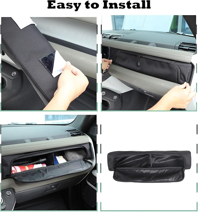 PIUGILH Dashboard Glove Storage Bag Compatible with Land Rover Defender 90 110 130 2020-2026 Accessories, Center Console Front Passenger Dash Board Storage Bag Organizer, 1Pcs (Black)
