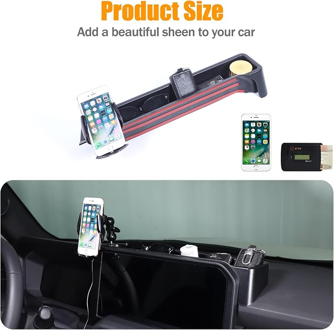 Center Console Dash Organizer Tray Compatible with Toyota Land Cruiser 250 Prado 2024 2025 2026 Navigation Screen Rear Insert Auxiliary Storage Box,Phone Holder Accessories (Style E)