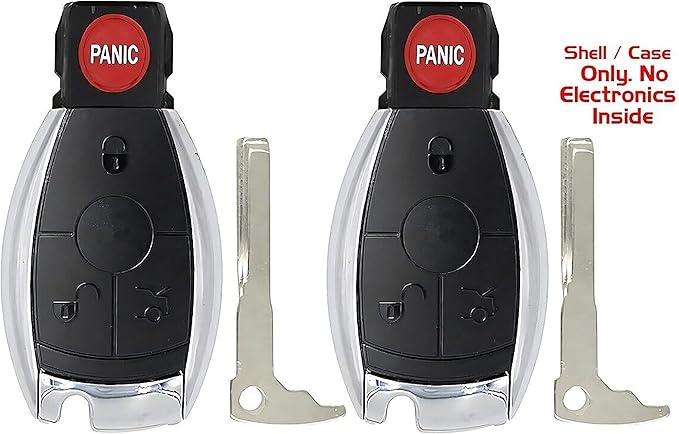 2X New Replacement Remote Key Fob Shell / CASE Compatible with & Fit for Mercedes Benz Vehicles - MPN KR55WK49046-01 (NO Electronics or Chip Inside)
