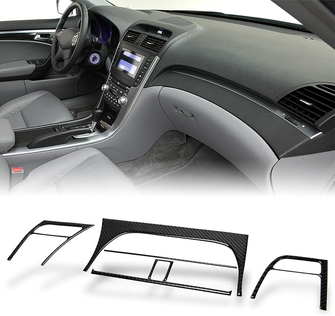 AeroBon TL Real Carbon Fiber Interior Trim Overlay Compatible with 2004-2008 Acura TL, 6-Piece AC Air Vent Outlet Cover Set
