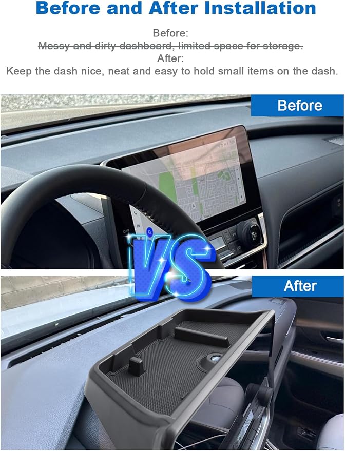 CDEFG for 2024 2025 2026 Toyota Grand Highlander Dashboard Storage Box 12.3-Inch Screen Compatible with 2024 2025 2026 Toyota Grand Highlander Accessories Behind-Screen Dash Organizer