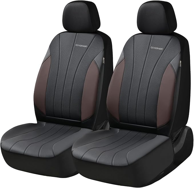 Coverado Seat Covers, Red Car Seat Covers Full Set, Automotive Seat Covers 5 Seats, Waterproof Black Car Seat Protectors Universal Fit for SUVs Trucks Sedans