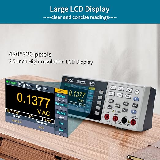 OWON XDM1241 Digital Multimeter,3.5in Desktop Multimeters, 55000 Counts LCD True RMS Temperature Tester Meter