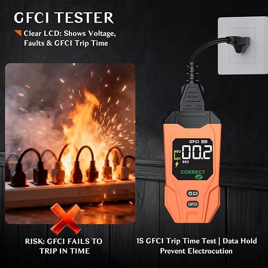 Circuit Breaker Finder with LCD Display, GFCI Outlet Tester, Rechargeable Electrical Circuit Tracer Tool with NCV Test and Flashlight for Electrical System and Installation Applications