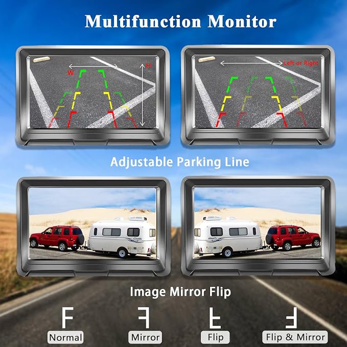 Magnetic Wireless Backup Camera + 5 Inch Monitor System, LASTBUS Solar 2 Split HD Display + Rechargeable Battery IP69 Waterproof Night Vision Rear View Camera for RV Car Trailer Truck Camper