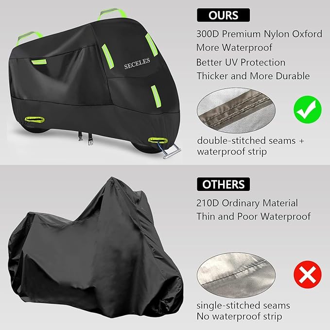 SECELES Honda Grom Cover, Moped Cover All-Weather Motorcycle Cover for Navi Monkey 125 Kawasaki Z125 pro TNT Moped Accessories (L: 74" x 37" x 43")