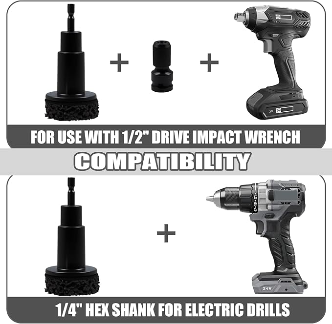 10 Pcs Wheel Hub Cleaning Tool Kit, Wheel Stud Cleaner and Hub Resurfacing Kit Includes 8 Pads, Quick Rust Removal, Fits 1/2” Wrenches or Power Drill, Automotive Maintenance Tool