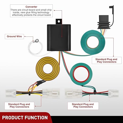 Nilight 4 Pin Trailer Wiring Harness Kit 55580 Vehicle Standard 4 Way Connector Custom for 2004 2005 2006 2007 2008 2009 2010 Toyota Sienna Simple Fit Hitch Harness