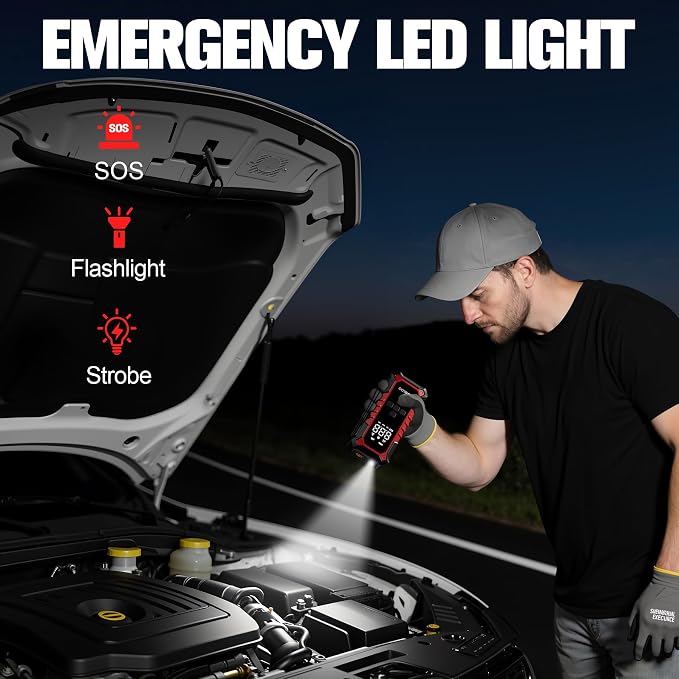 GOOLOO A6 Gear 160 PSI Tire Inflator Portable Air Compressor, 7500mAh Cordless Tire Inflator with Digital Pressure Gauge ＆LED Light, 3X Faster Air Pump for Car Tires, Bike,Balls, Auto Shut-Off