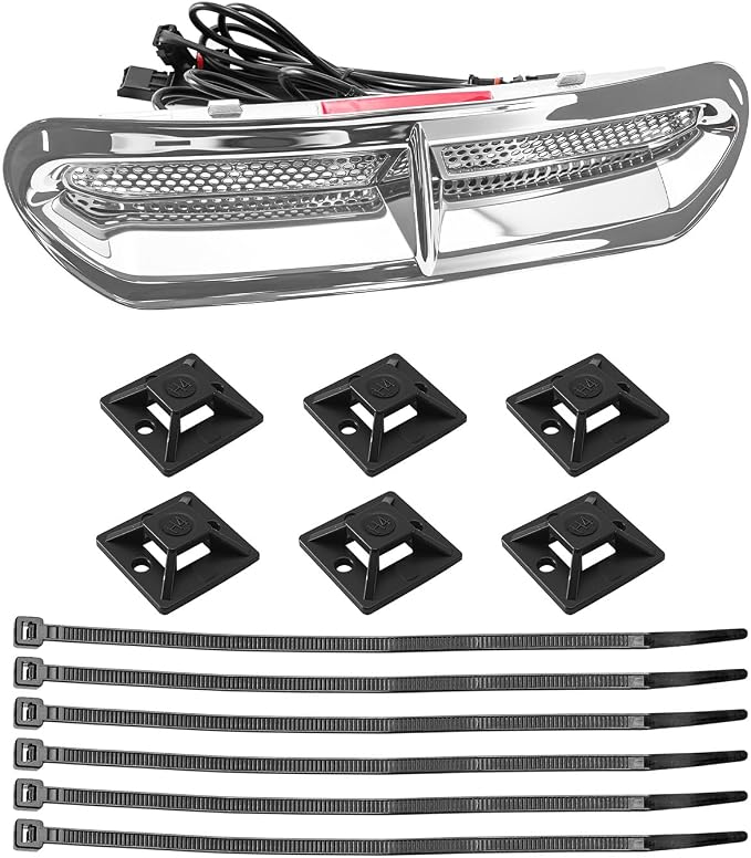 Motorcycle LED Fairing Vent Light Fit for Harley Touring Street Glide/Electra Glide/Tri Glide 2014-2023, Front Fairing Vent Accent DRL & Turn Signal Light Chrome Silver