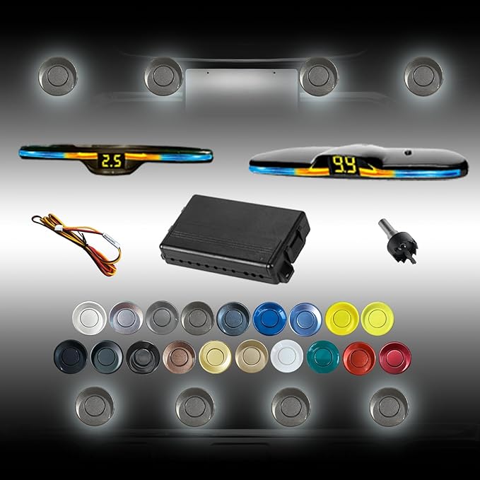 New Features Forward and Reverse Parking sensors, Option to Measure Distance in inches, bidirectional Display Option, and Customizable Digital Direction 18 Color Probes to Choose from(Dark Grey)