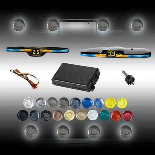 New Features Forward and Reverse Parking sensors, Option to Measure Distance in inches, bidirectional Display Option, and Customizable Digital Direction 18 Color Probes to Choose from(Dark Grey)