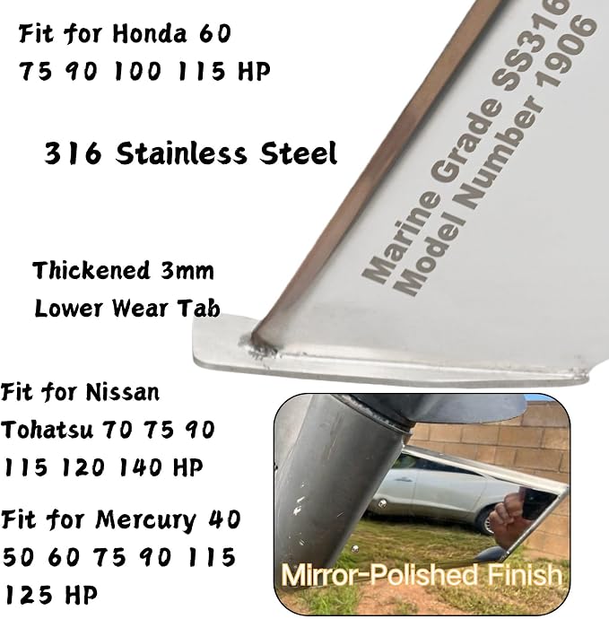 27071 Outboard Skeg Protector Guard for Mercury 40-125 HP Motor | SeaSierra-5006 Lower Unit Skeg Cover, Damage Repair, 40 50 60 75 90 115 125 HP, Marine Grade 316 Stainless