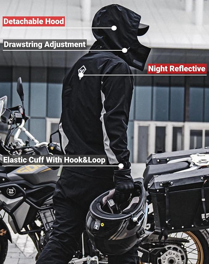 Motorcycle Rain Suit Waterproof Breathable Work Rain Jacket Pants Reflective Raincoat 2 Pieces Rainwear for Men