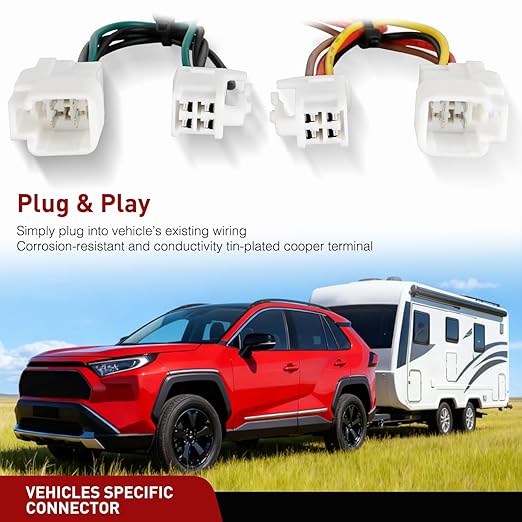 Nilight 4 Pin Trailer Wiring Harness Kit 56434 Vehicle Standard 4 Way Connector Custom for 2019 2020 2021 2022 2023 2024 2025 Mitsubishi Outlander PHEV Toyota RAV4 RAV4 Prime Tow Hitch Accessories