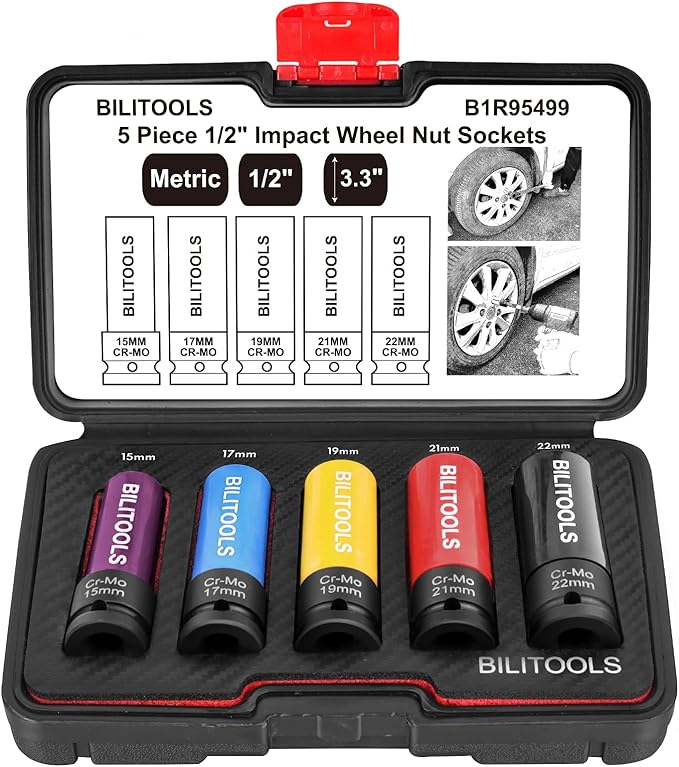 BILITOOLS 1/2 inch Drive Impact Lug Nut Socket Set