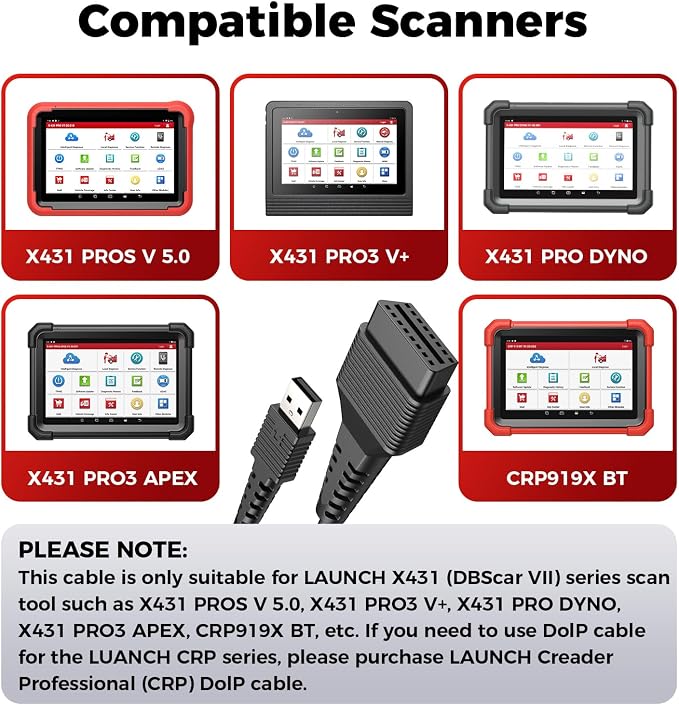 LAUNCH X431 DoIP Adapter Connector Cable, USB and 16 PIN Male to Female Cable, Doip Adpator for X431 Launch Scanner Compatible with PROS V 5.0, PRO3 V+, CRP919XBT, PRO3 APEX, PRO Dyno