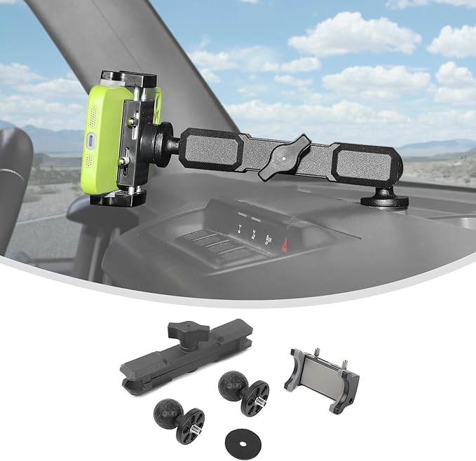 Linskip Dashboard Universal Metal Clamp Phone Mount & Holder for 2021-2025 2026 Ford Bronco Raptor & Bronco 2/4 Door, Rotates Vertical & Horizontal, Rugged Off-Road Stability