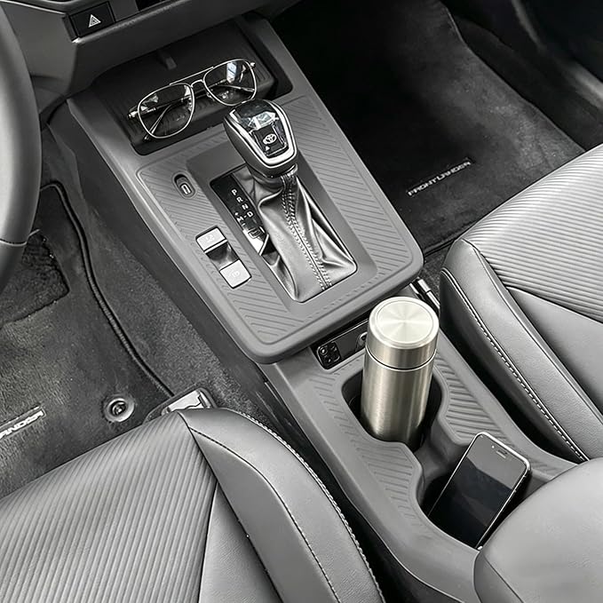 Compatible with Toyota Corolla Cross 2026 2025 Accessories Black Center Console Gear Shift Panel Cover Silicone Waterproof Cup Holder Wireless Charging Protective Pad (Hybrid S SE XSE)