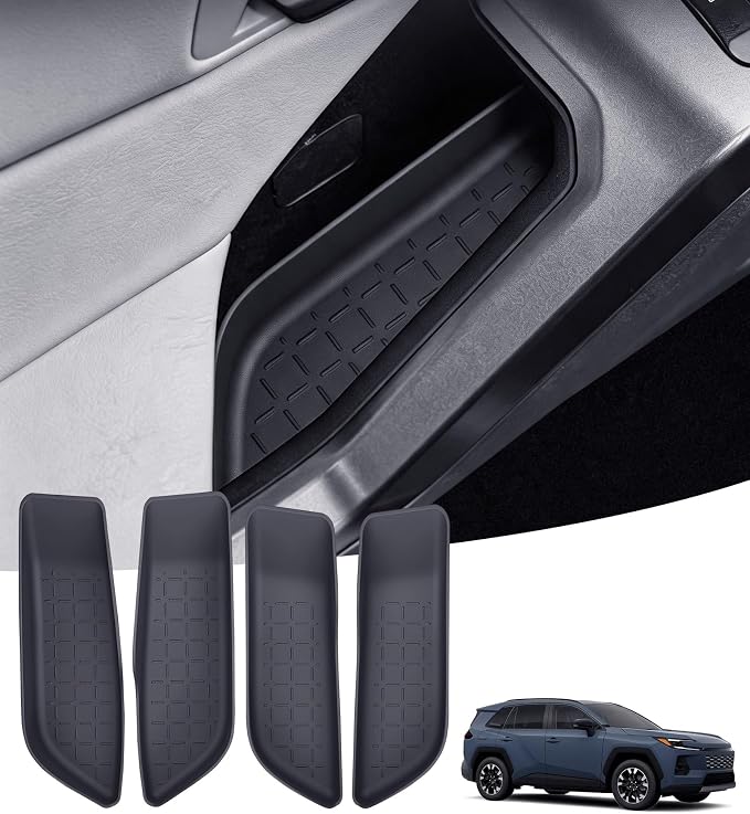 4PCS Door Side Organizer Storage Box for Toyota RAV4 2026 (6th Gen) Interior Accessories, Front & Rear Door Pocket Storage Insert Tray for 2026 RAV 4, Black