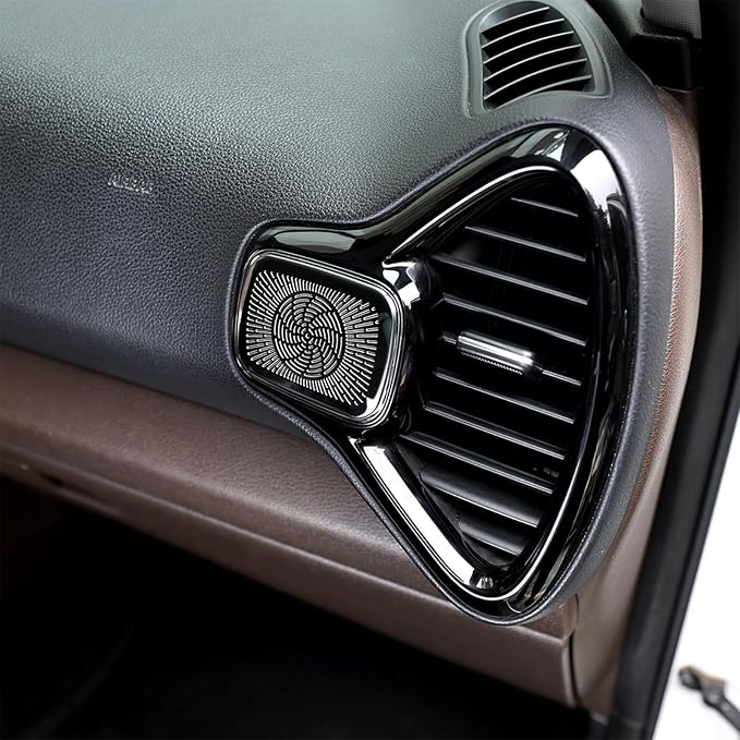 Stainless Steels Upper Air Outlet Speaker Cover Steels Interior Speaker Decoration Trim Cover Compatible with Kia Soul 2020-2025 Accessories (Black)