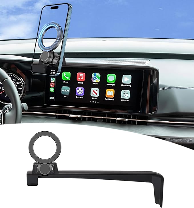 Magnetic Car Phone Mount for 2025 2026 KIA Carnival/Carnival EV Accessories, for MagSafe Strong Magnets Cell Phone Holder 12.3-Inch Screen Cradles, with Portable Phone Gripper 360° Rotation