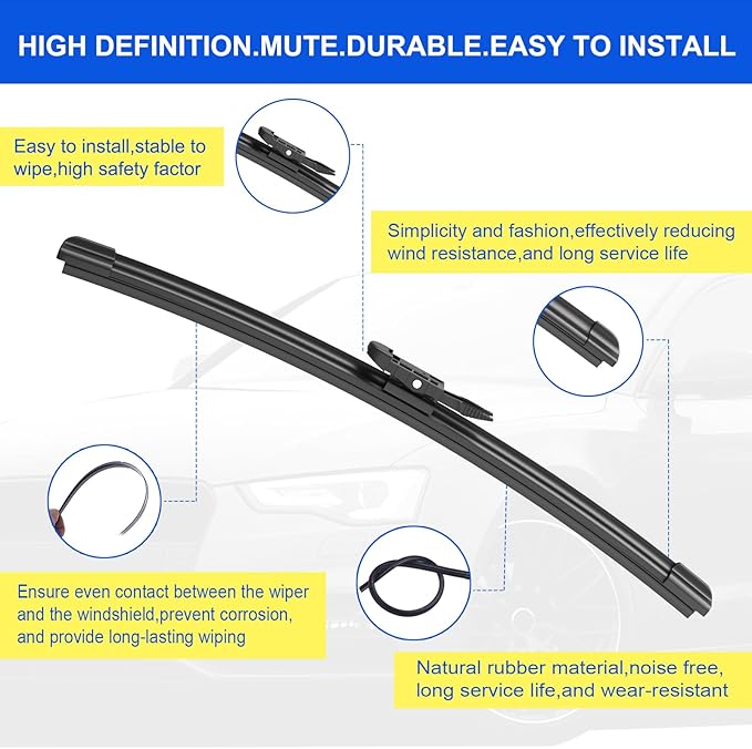 ANIKLUIM® 28"+ 28" Wiper Blades with 12" Rear Wiper Blade Set Replacement for 2012-2018 Focus Windshield Wipers Original Factory Quality (Pack of 3)