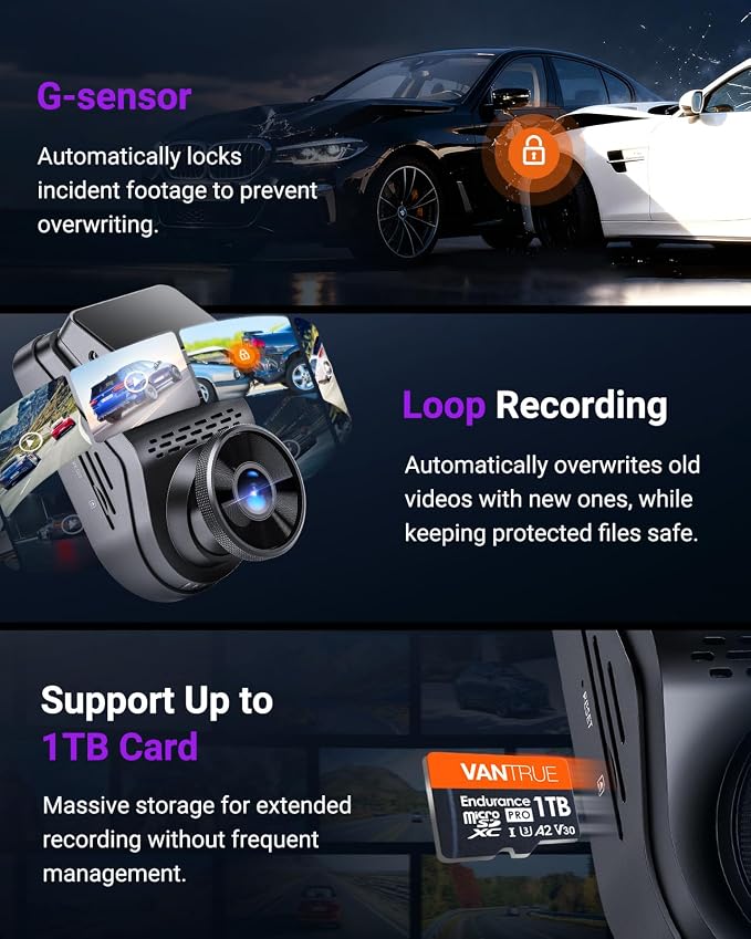 Vantrue S1 Pro Dash Cam Front STARVIS 2, 2.7K Mini Dash Camera for Cars, ADAS, App Control, Built-in WiFi GPS, G-Sensor, Loop Recording, Night Vision, 24H Parking Mode, 158°, 2" IPS, Support 1TB Max