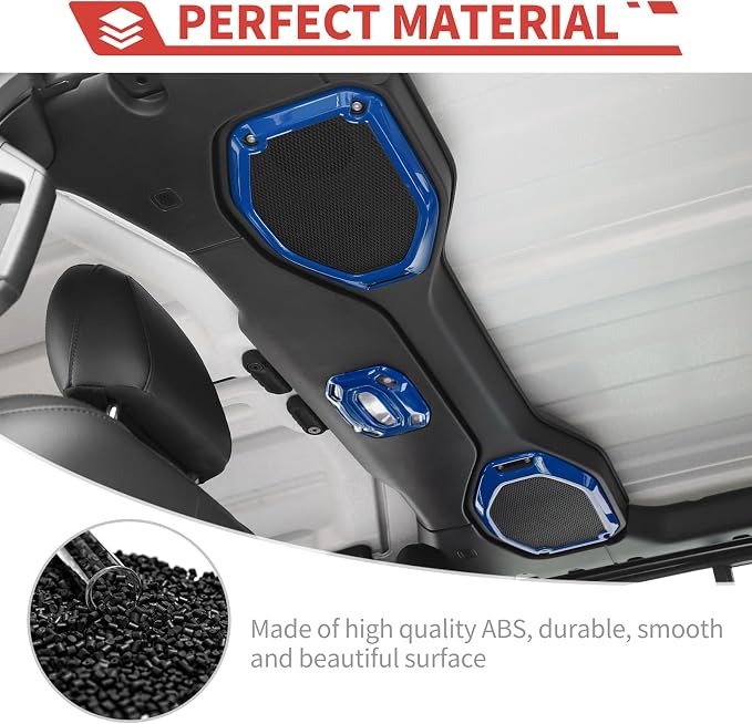 23pcs Full Set Interior Trim Kit for Jeep Wrangler JL JLU Gladiator JT 2018-2023 Steering Wheel Door Handle Air Conditioning Vent Cup Holder Reading Light Headlight Gear Cover, Blue