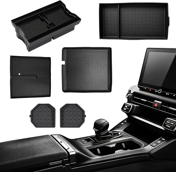 For 2026 Toyota RAV4 5PCS Double Layer Center Console Organizer Tray&Cup Holder&Console Silicone Protective Mat, 6th Gen Hybrid&Plug-in Hybrid Interior Accessories - Not for Limited