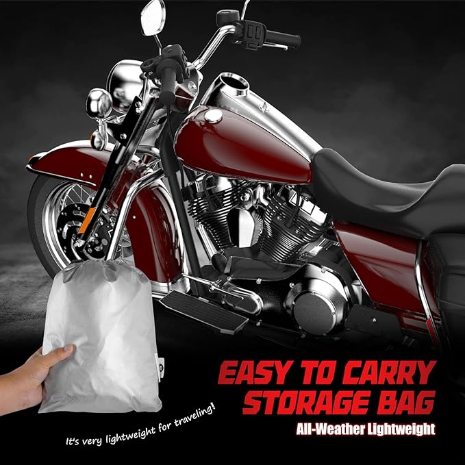 Rosefray 420D Motorcycle Half Cover-Outdoor Waterproof All Weather Protection Lightweight Half Cover,Silver XL Size for Most Touring Models Harley Davidson,Honda Goldwing,Road King Street Glide
