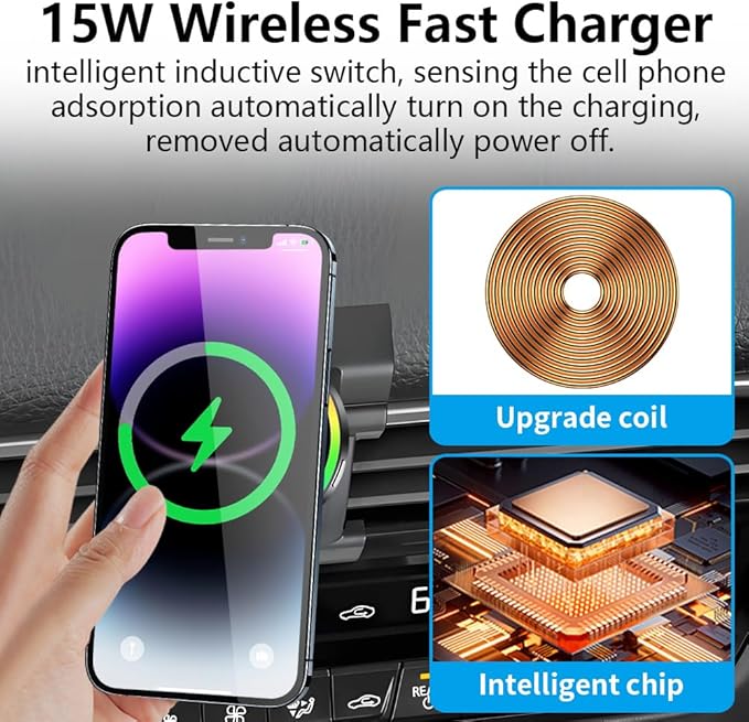 Car Magnetic Phone Mount for Mazda CX-90 CX90 2024 2025 2026 and Mazda CX-70 CX70 2025 2026 Auto Accessories Best Cellphone Holder Fast 15W Wireless Charger Cell Phones Charging Screen Stand